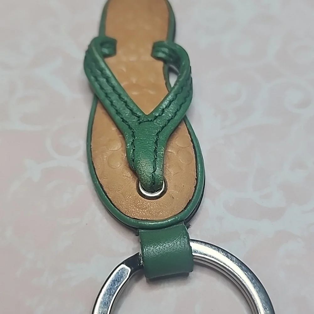Coach Green and Brown Flip Flop Keychain - Picture 3 of 3